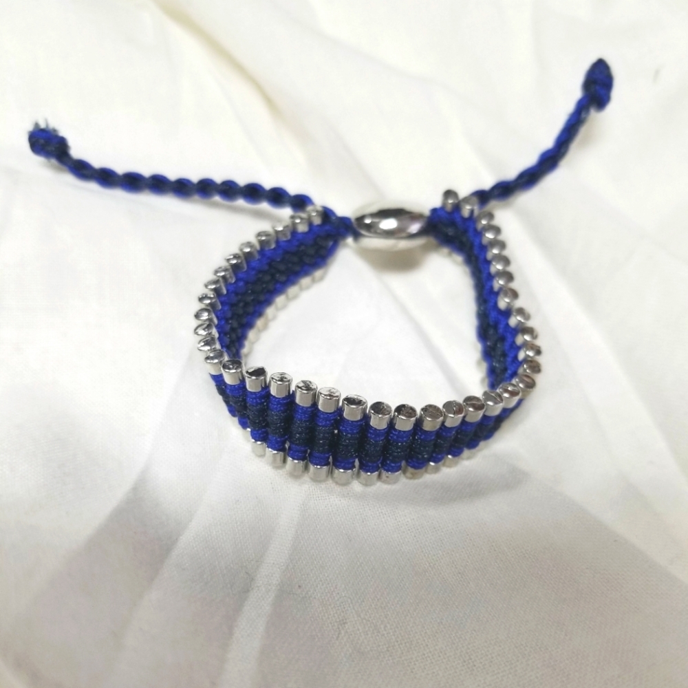 Black, Blue and bullet style toggle bracelet